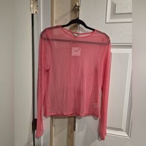 American Eagle Sheer Pink Long Sleeve Top